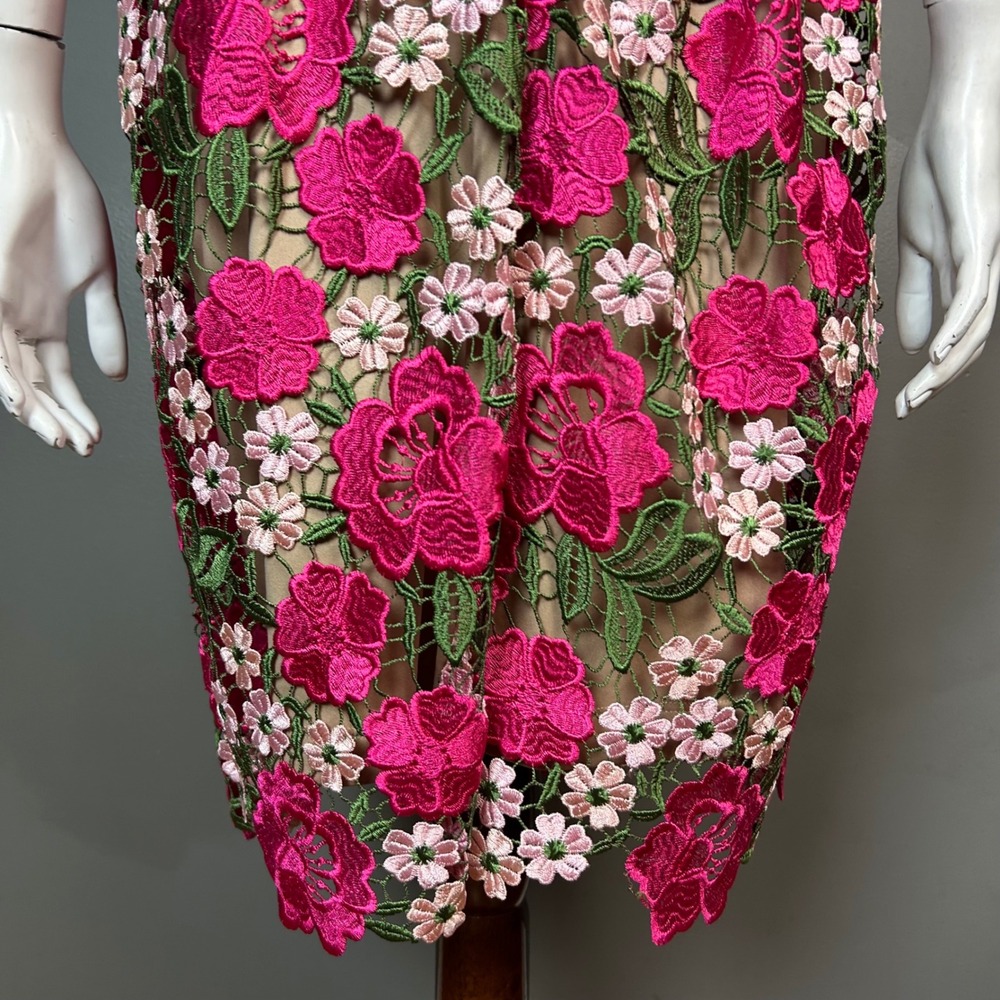 Xscape Floral Embroidered Sheath Dress Size 8 Lace wedding cocktail Formal - Picture 9 of 13